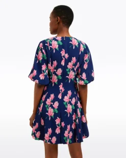 Elaine V-Neck Mini Dress in Magnolia Buds