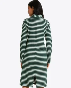 Elsie Turtleneck Dress in Green Stripe