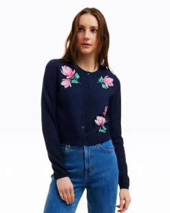 Embroidered Crewneck Cardigan