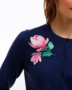 Embroidered Crewneck Cardigan
