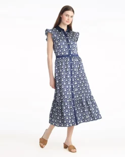 Emmylou Sleeveless Midi Shirtdress in Clover Field