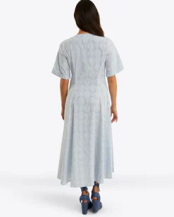 Erin Short Sleeve Dress in Textured Stripe