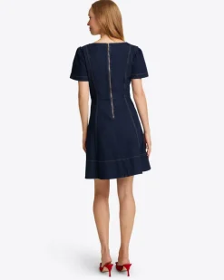 Faith Love Circle Mini Dress in Dark Wash