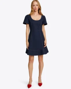 Faith Love Circle Mini Dress in Dark Wash
