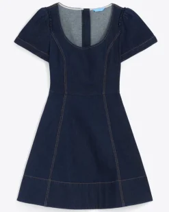 Faith Love Circle Mini Dress in Dark Wash