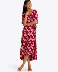 Fiona Wrap Midi Dress in Lurex Crepe