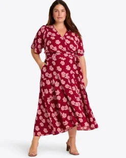 Fiona Wrap Midi Dress in Lurex Crepe
