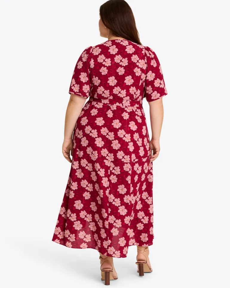 Fiona Wrap Midi Dress in Lurex Crepe
