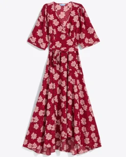 Fiona Wrap Midi Dress in Lurex Crepe