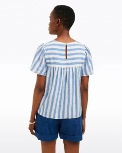 Flutter Sleeve Top in Wave Stripe