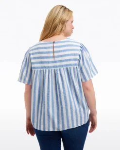 Flutter Sleeve Top in Wave Stripe