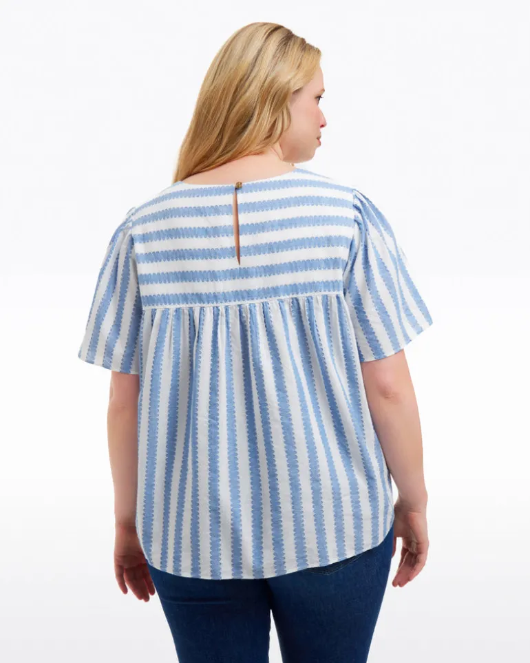 Flutter Sleeve Top in Wave Stripe
