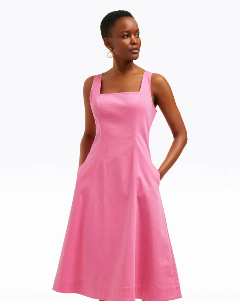 Genevieve Square Neck Sleeveless Midi Dress