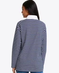 Gillian Long Sleeve Top in Navy Mariner Stripe