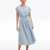 Haven Short Sleeve Midi Shirtdress in Wave Stripe