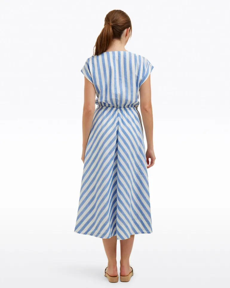 Haven Short Sleeve Midi Shirtdress in Wave Stripe