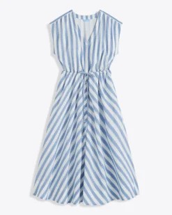 Haven Short Sleeve Midi Shirtdress in Wave Stripe
