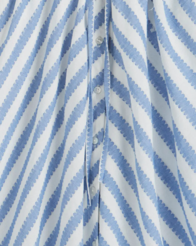 Haven Short Sleeve Midi Shirtdress in Wave Stripe