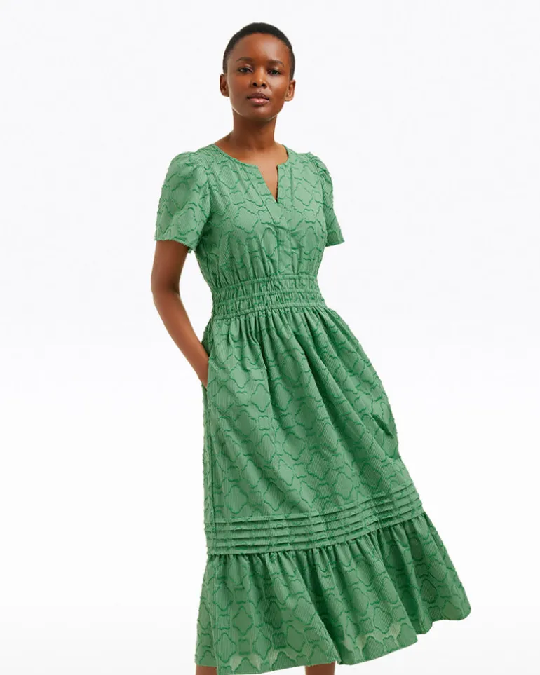 Hollie Midi Dress in Textured Stripe
