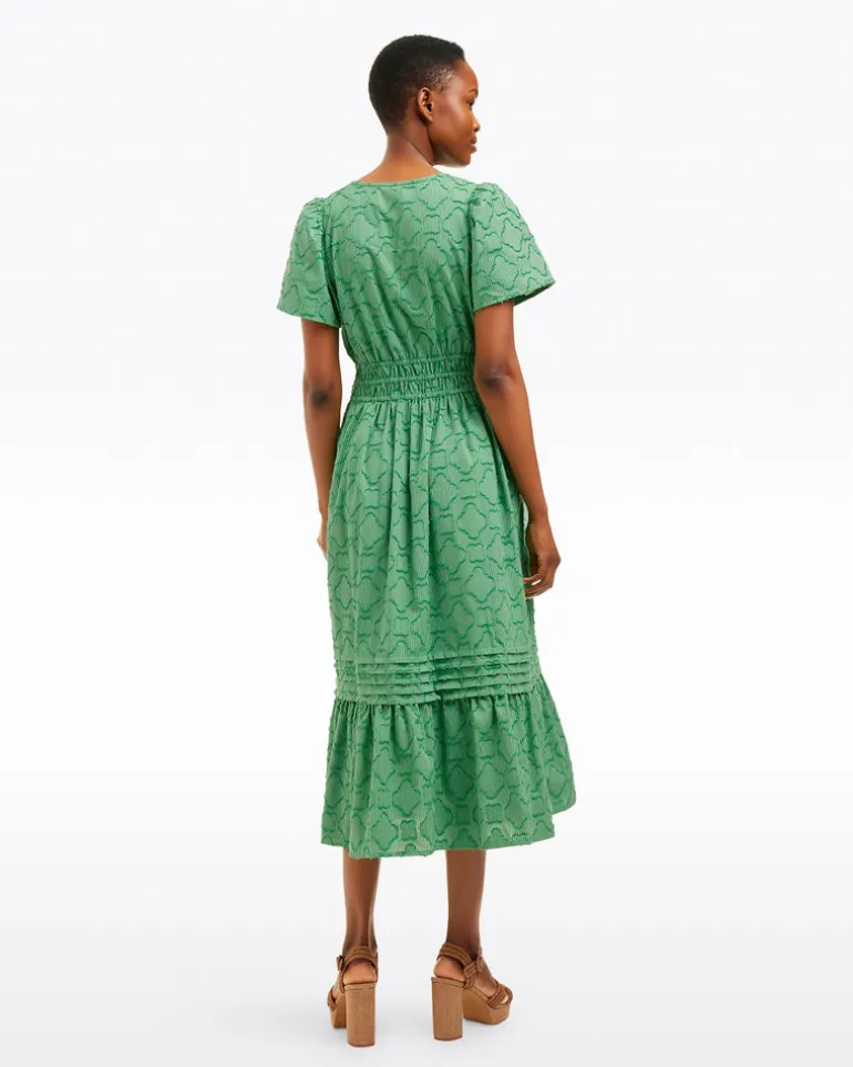 Hollie Midi Dress in Textured Stripe