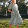 Jordan Green Stripe Midi Dress