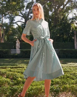 Jordan Green Stripe Midi Dress