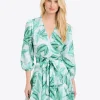 Jordan Long-Sleeve Wrap Dress in Hammered Satin