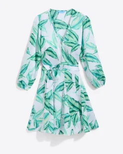 Jordan Long-Sleeve Wrap Dress in Hammered Satin