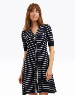 Judy Striped Knit Dress in Navy Stripe