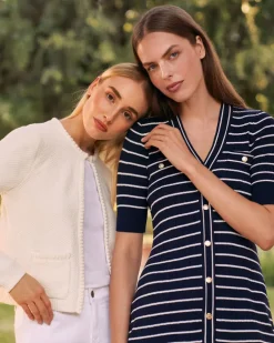 Judy Striped Knit Dress in Navy Stripe