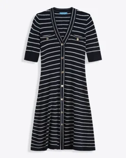 Judy Striped Knit Dress in Navy Stripe