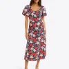 Julianne Midi Dress in Stretch Poplin
