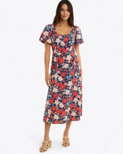 Julianne Midi Dress in Stretch Poplin