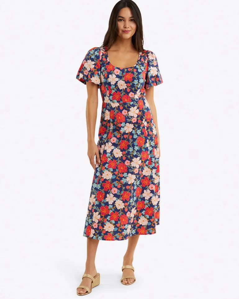Julianne Midi Dress in Stretch Poplin