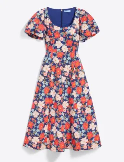 Julianne Midi Dress in Stretch Poplin