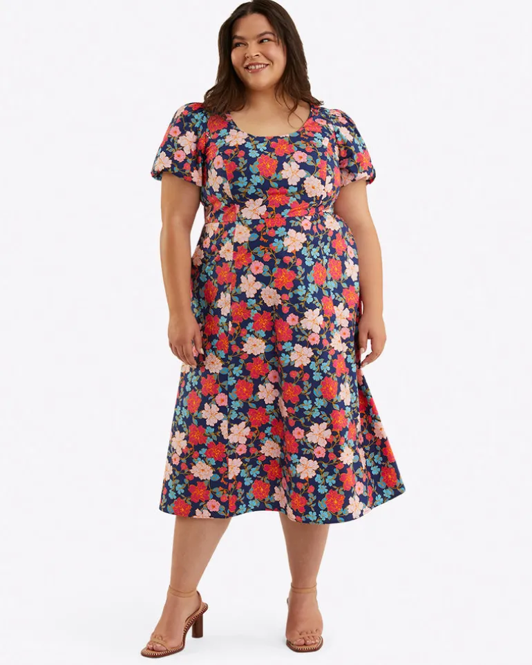 Julianne Midi Dress in Stretch Poplin