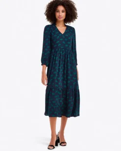 Katie Midi Dress in Ginko Leaf
