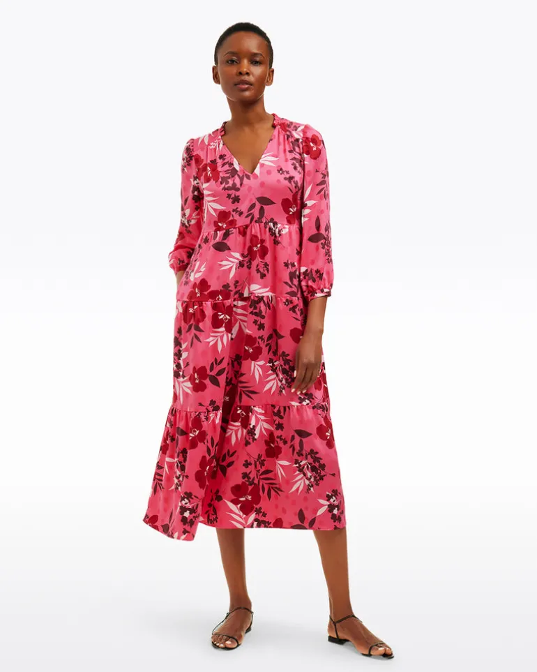 Katie Midi Dress in Spring Floral