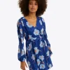 Kellie Babydoll Dress in Printed Dot Jacquard