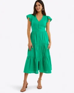 Lainey Midi Dress in Cotton Dobby