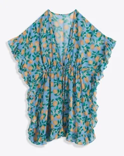 Lemon Blossom Ruffle Caftan Cover Up