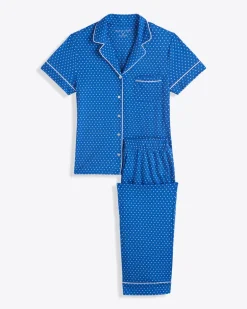 Linda Pajama Set in Blue Polka Dot