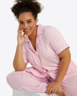 Linda PJ Set in Light Pink Gingham