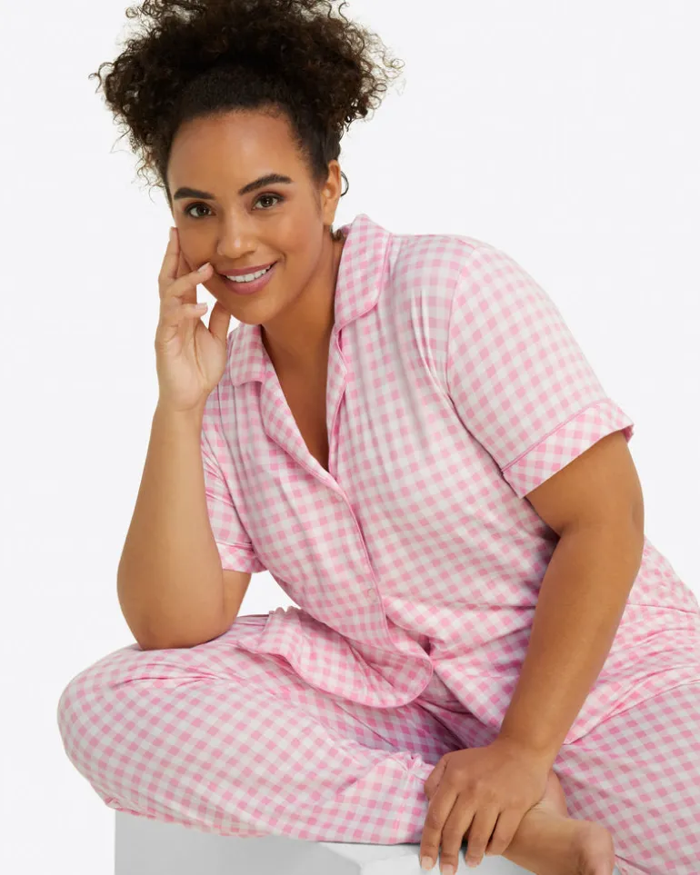 Linda PJ Set in Light Pink Gingham