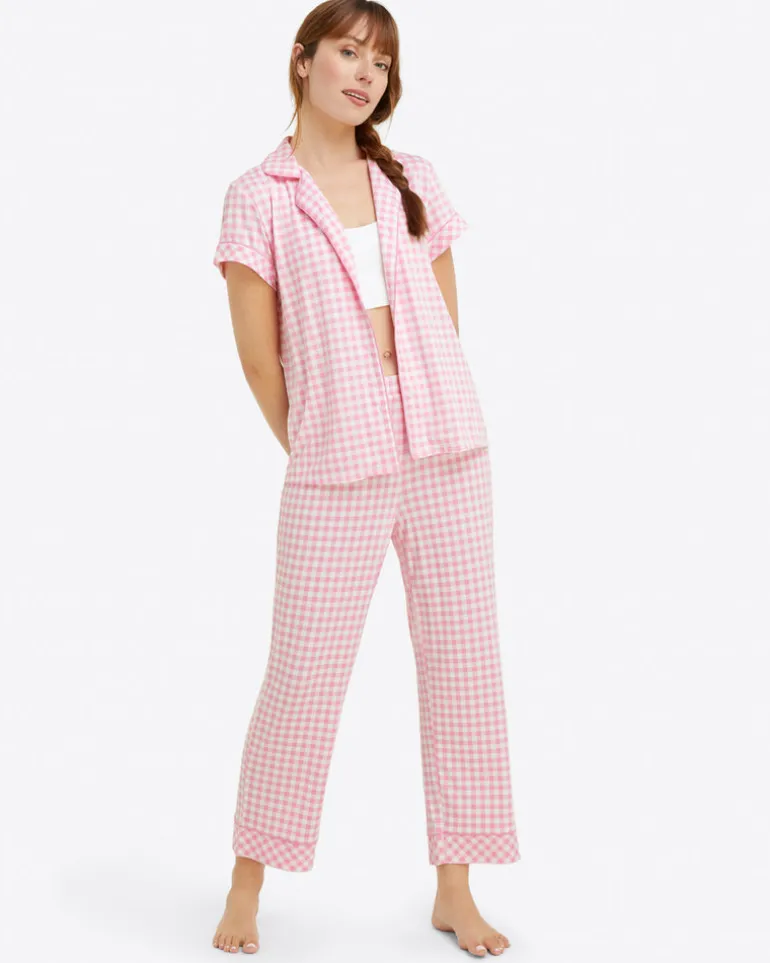 Linda PJ Set in Light Pink Gingham