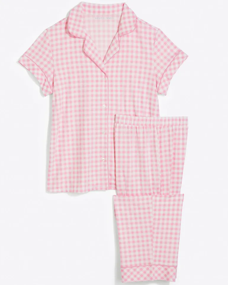 Linda PJ Set in Light Pink Gingham