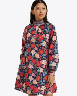 Lindsay Shift Mini Dress in Stretch Poplin