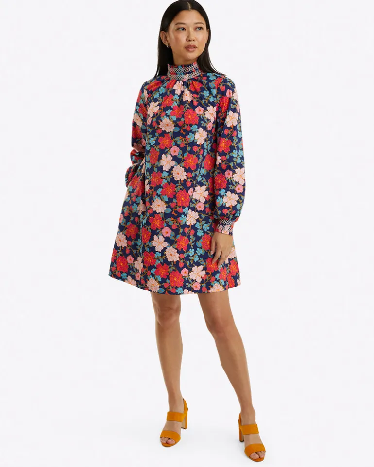 Lindsay Shift Mini Dress in Stretch Poplin