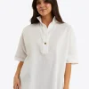 Logan Top in White Shirting Stripe