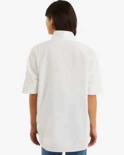 Logan Top in White Shirting Stripe